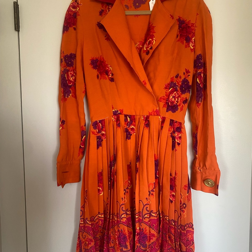 Vintage Orange Floral Women's Dress